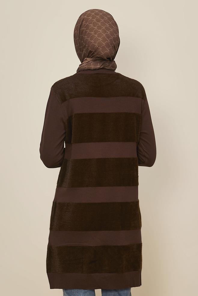 Tesettür giyim KAHVE 45930 TRİKO TUNİK 38-44 - ALVİNA