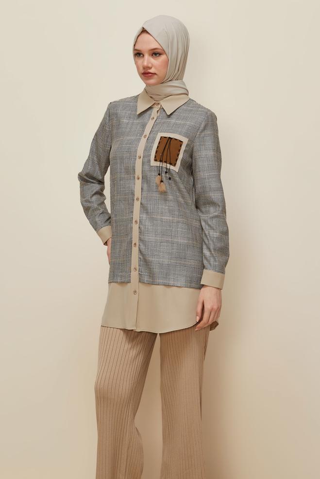 Hijab clothing BLACK 45934 G 885 TUNİK 38-44 TEK40 - ALVİNA