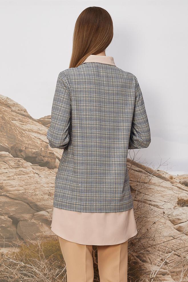 Hijab clothing NAVY BLUE 45934-1 SEUL EKOSE TUNİK 38-44 TEK40 - ALVİNA