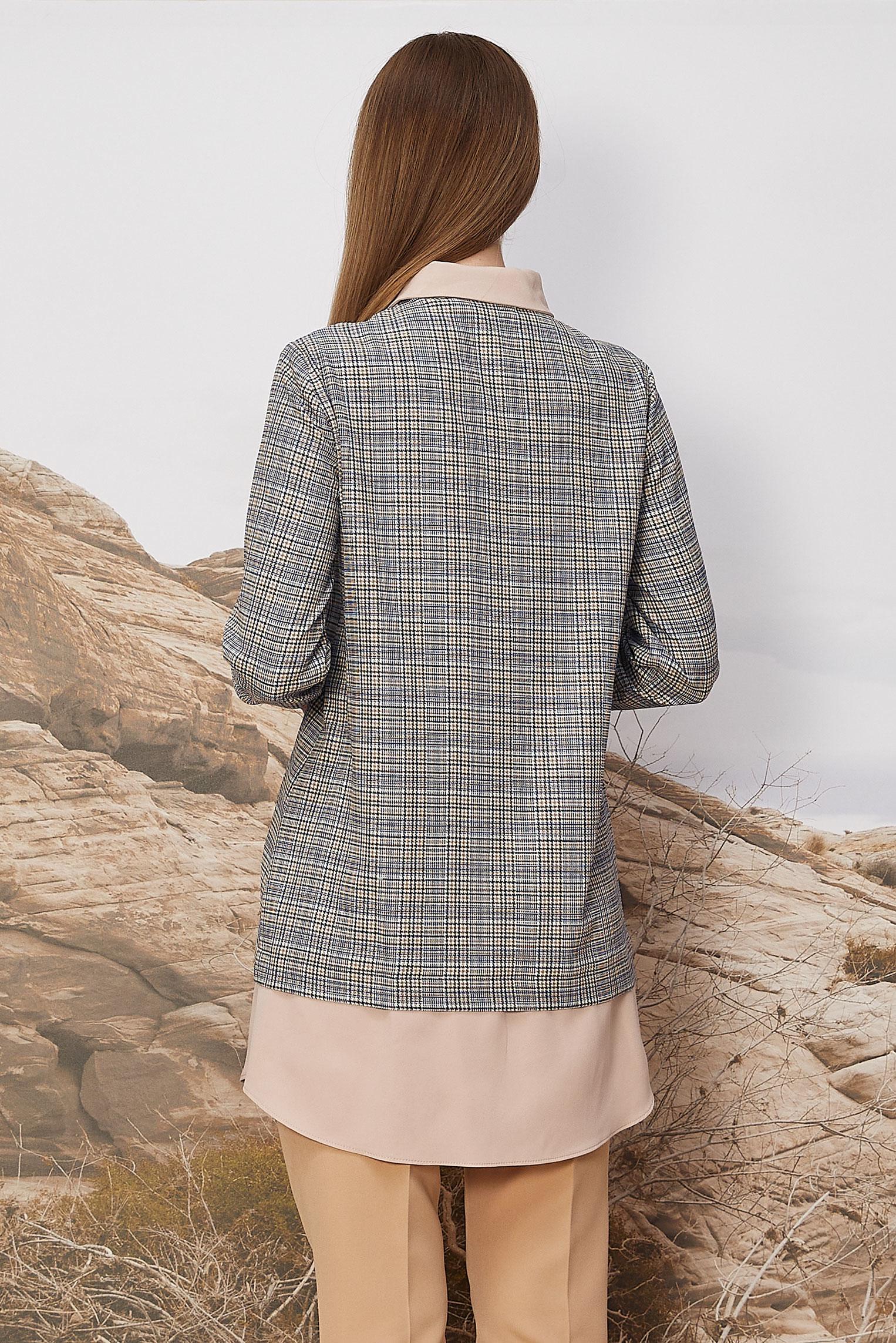 Hijab clothing NAVY BLUE PLAID SHIRT TUNIC 45934-1