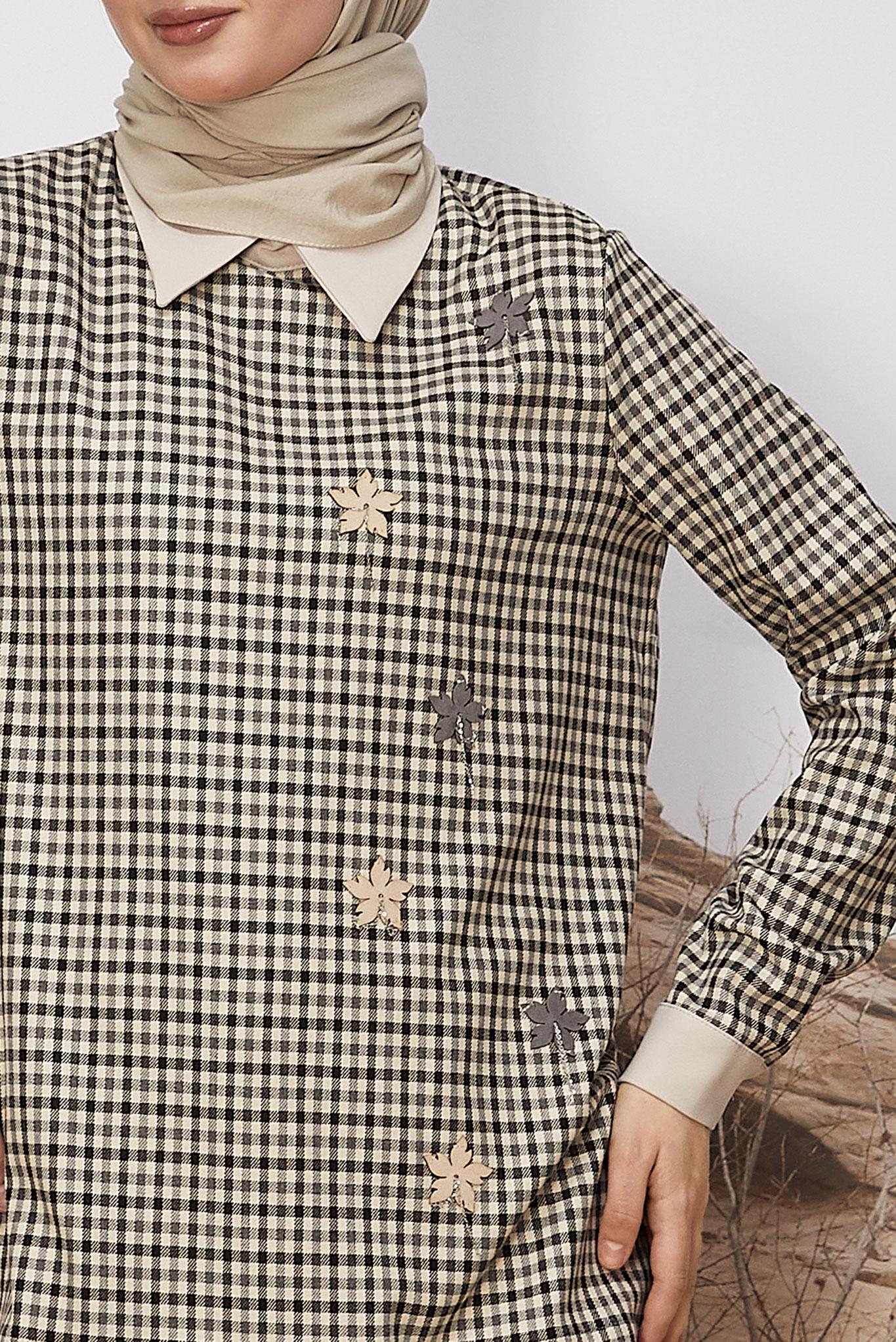 Hijab clothing GREY PLAID PATTERNED TUNIC 45937