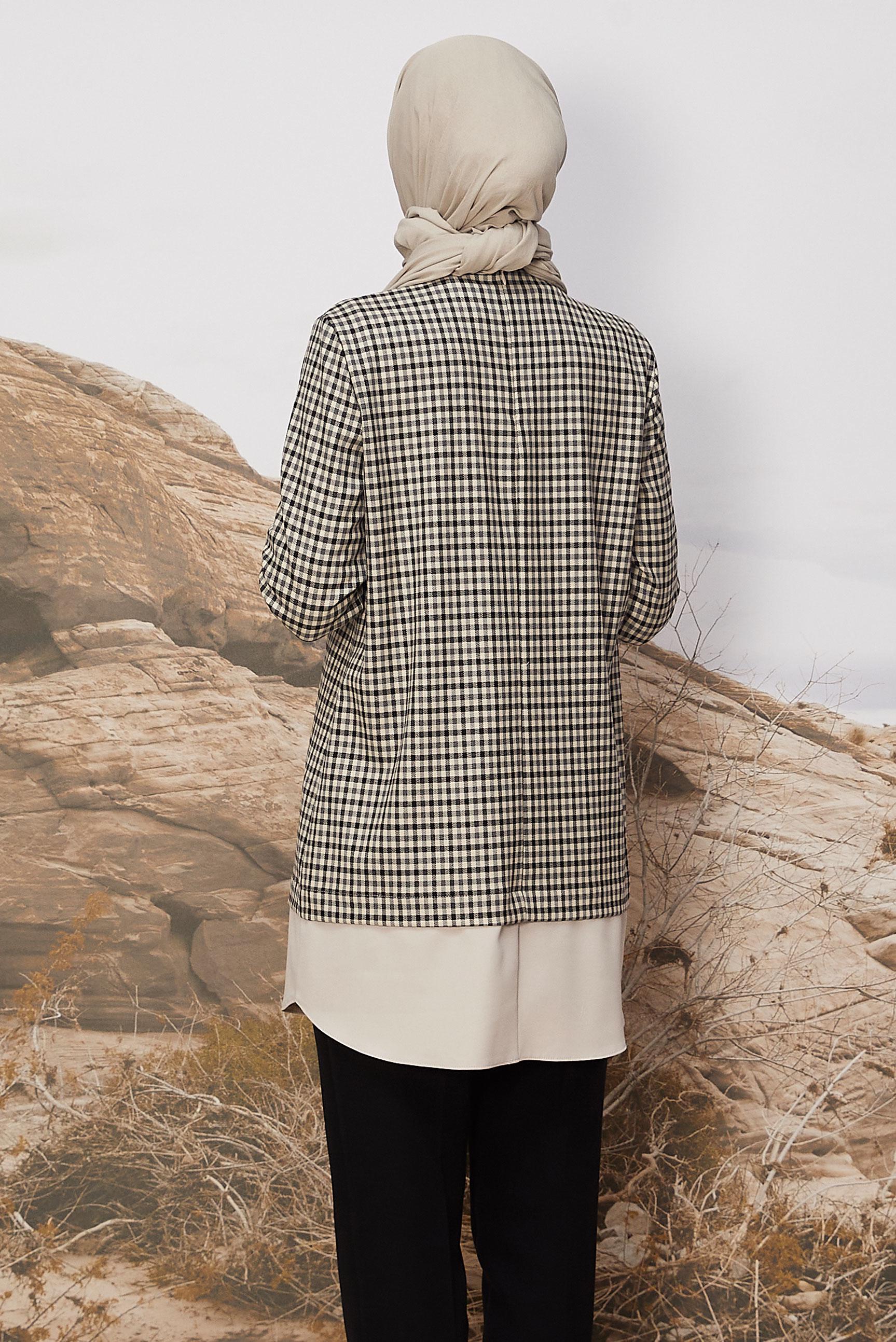 Hijab clothing GREY PLAID PATTERNED TUNIC 45937