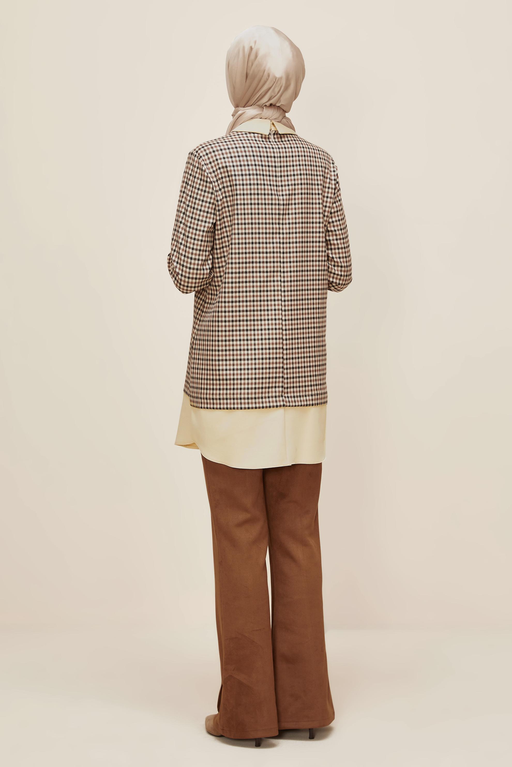 Tesettür giyim TABA EKOSE TUNİK 45937