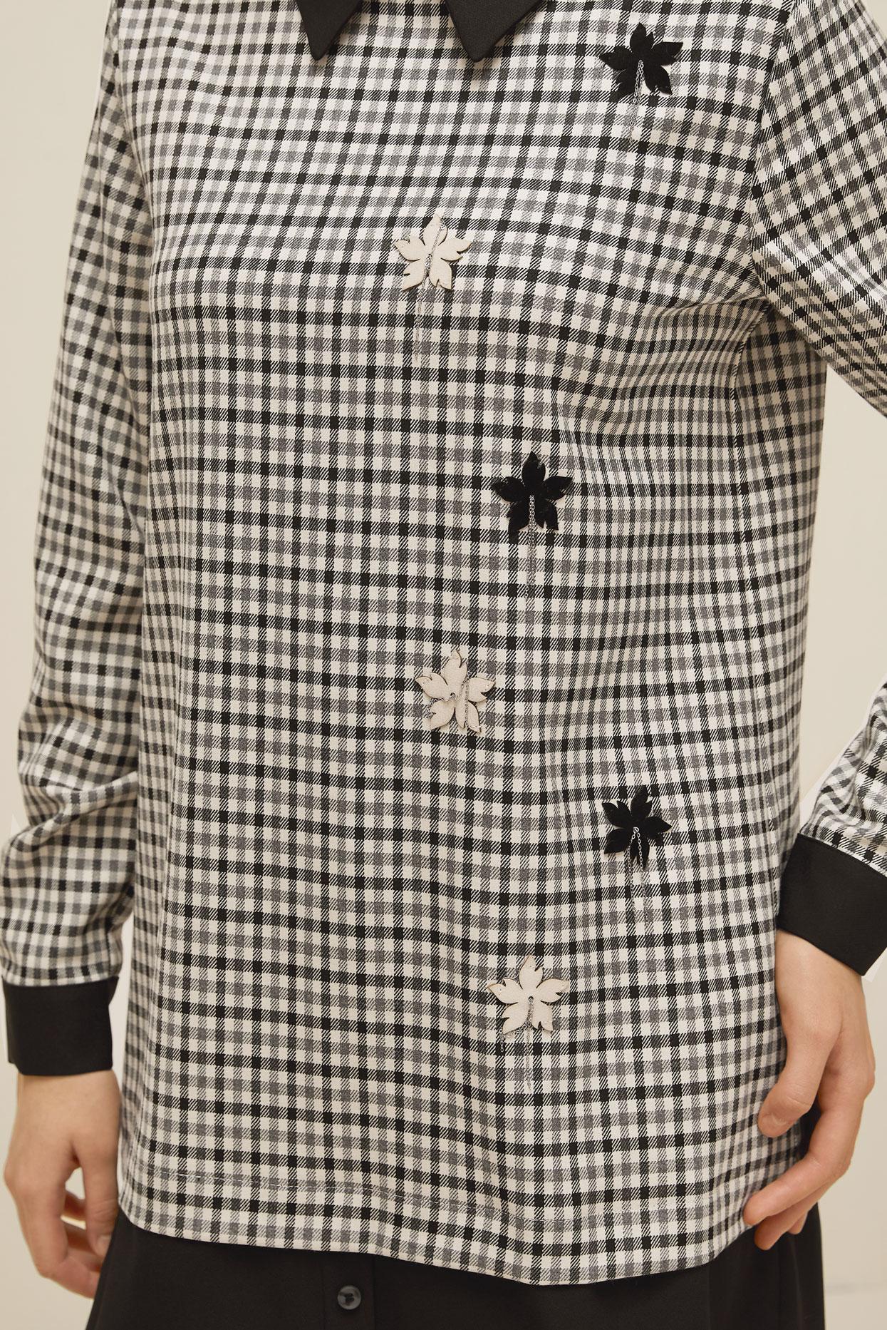 Tesettür giyim GRİ EKOSE TUNİK 45937