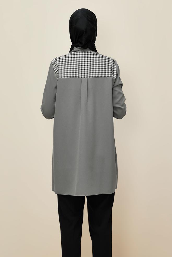 Tesettür giyim GRİ 45941 43961 TUNİK 38-46 TEK40 - ALVİNA