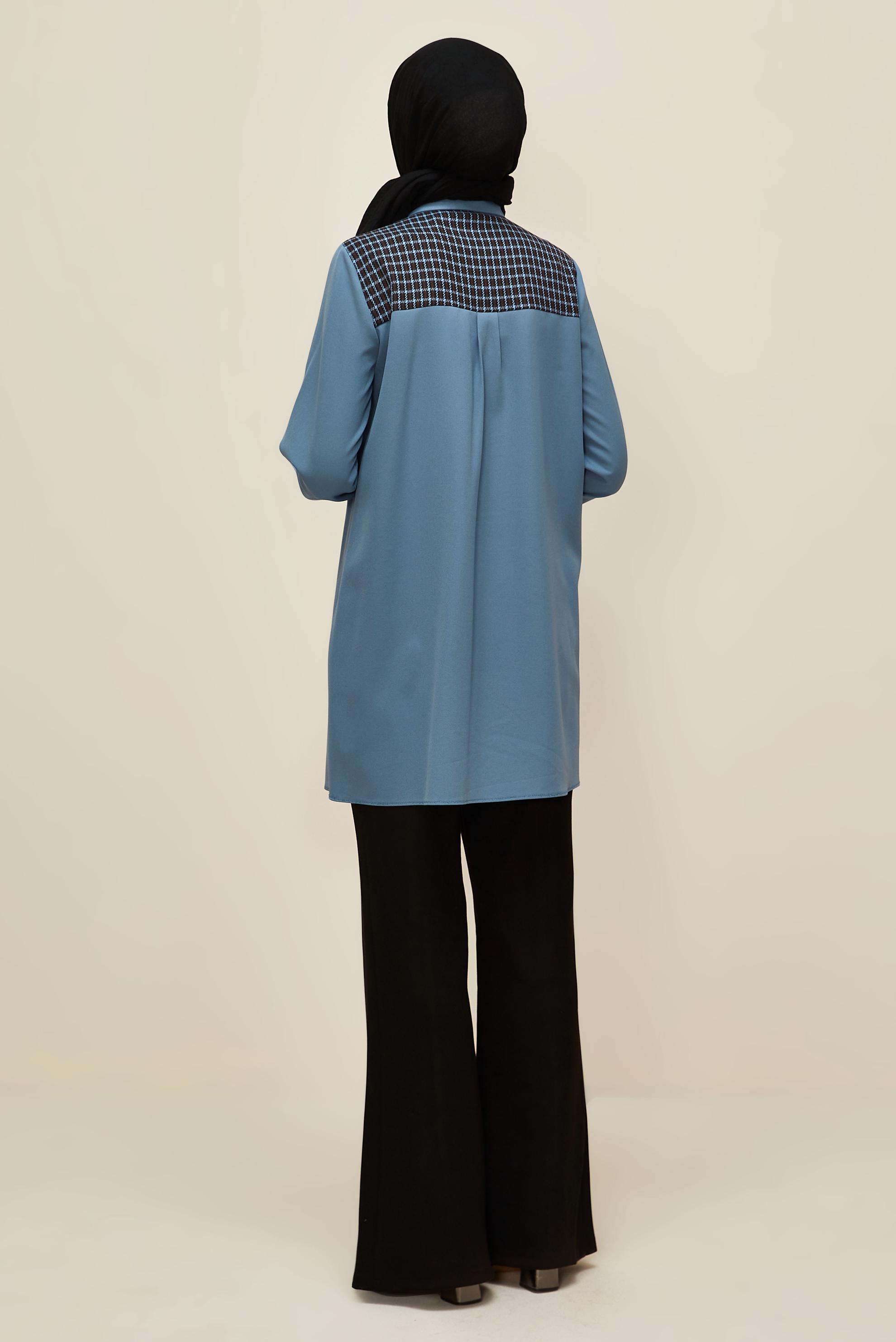 Vêtements hijab BLEU TUNIQUE COL CHEMISE 45941