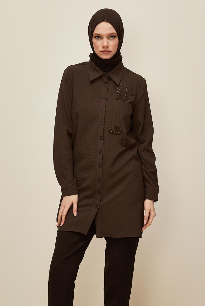 Tesettür giyim KAHVE 45943 17707 TUNİK 38-46 TEK 40 - ALVİNA