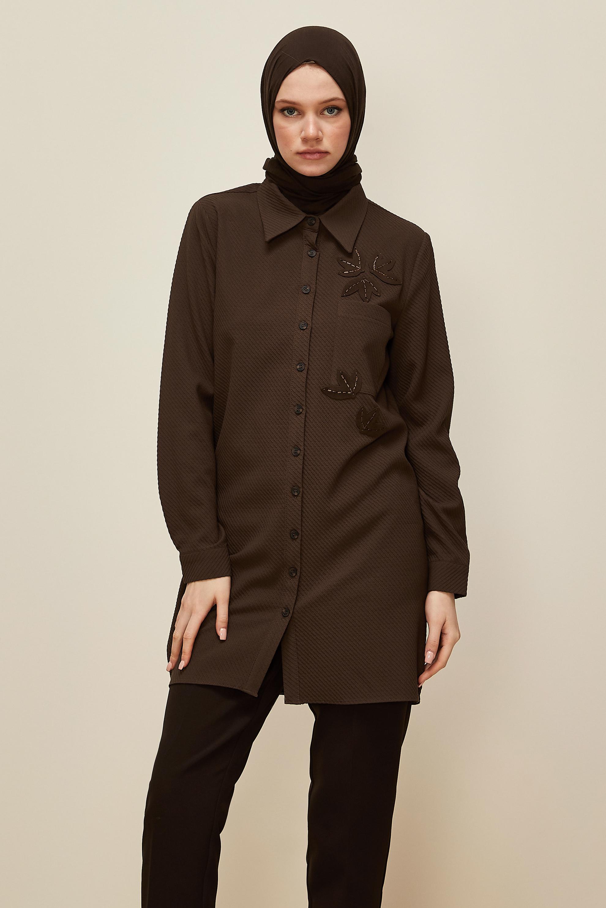 Tesettür giyim KAHVE 45943 17707 TUNİK 38-46 TEK 40