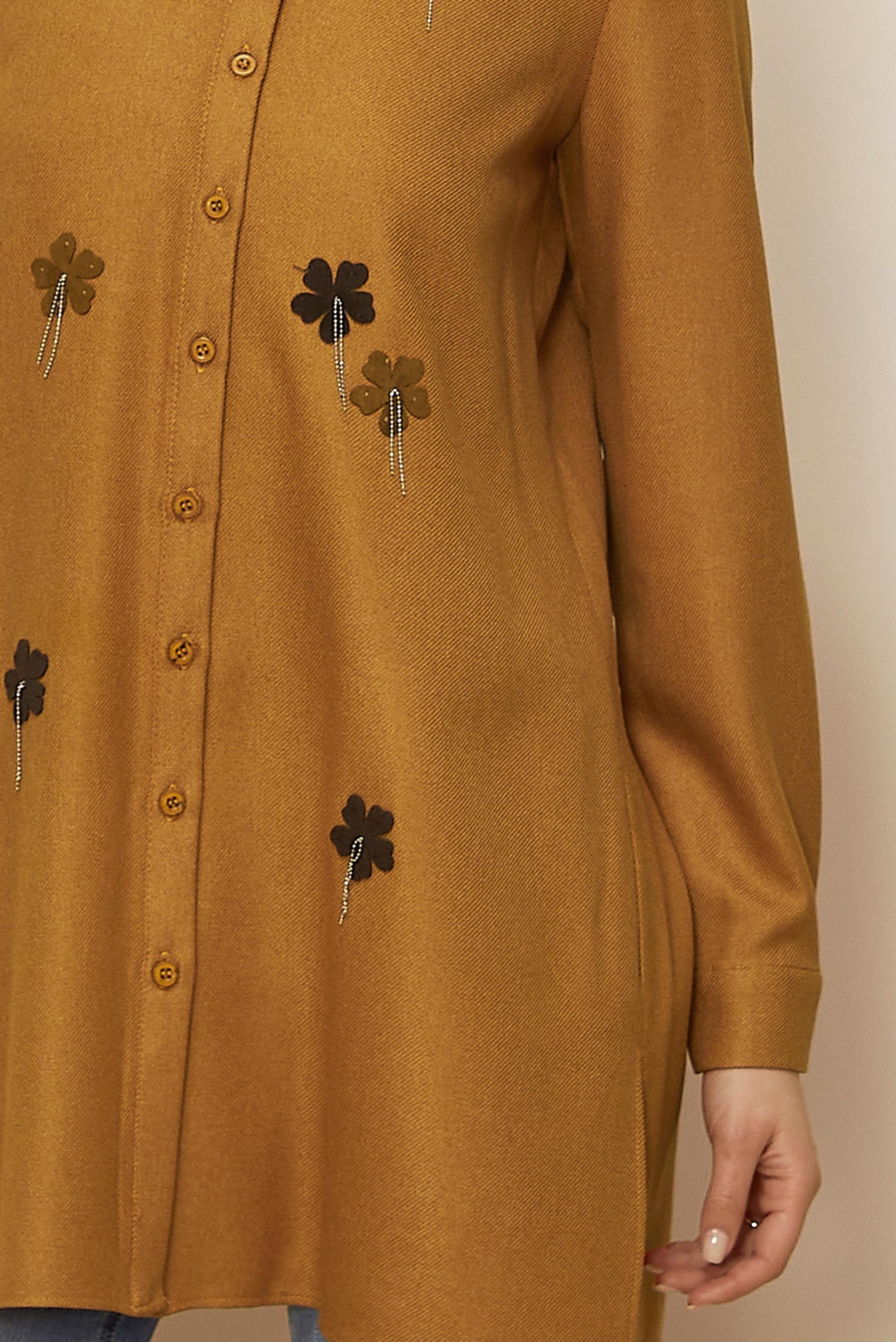 Tesettür giyim SARI ÇİÇEK DETAYLI TUNİK 45945