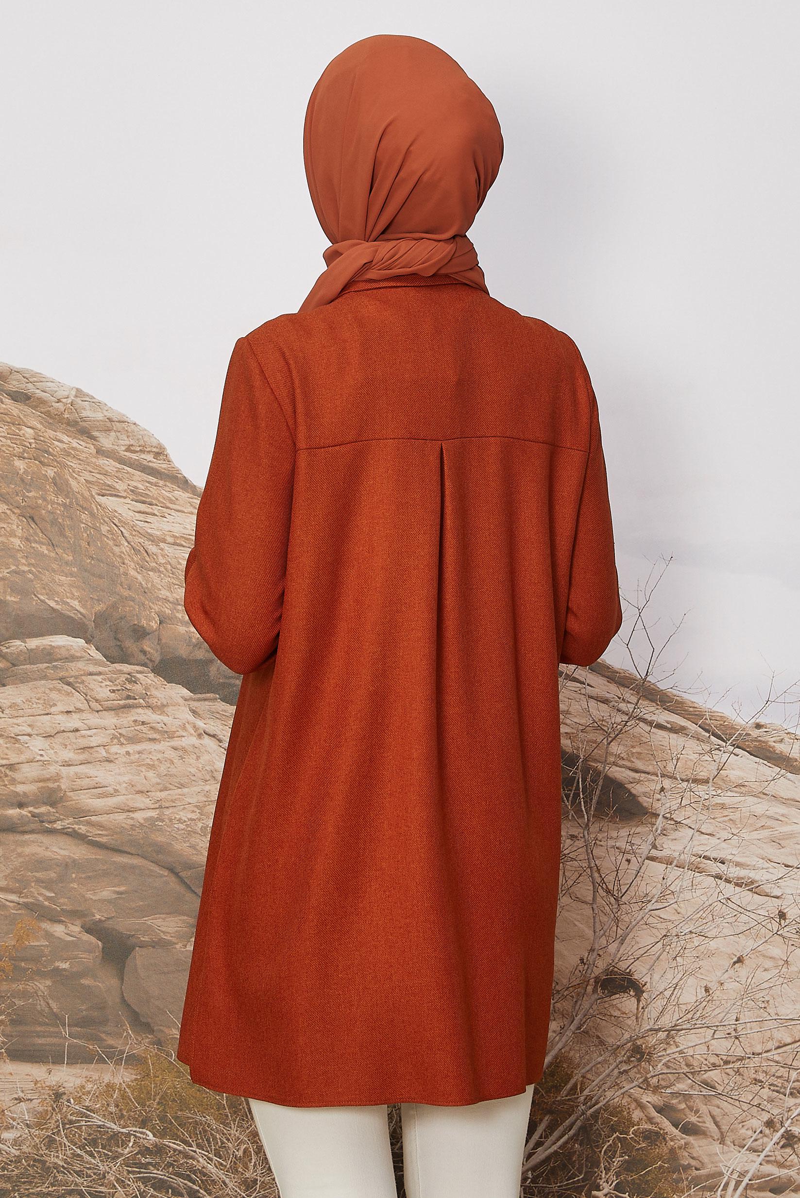 Tesettür giyim TABA ÇİÇEK DETAYLI TUNİK 45945