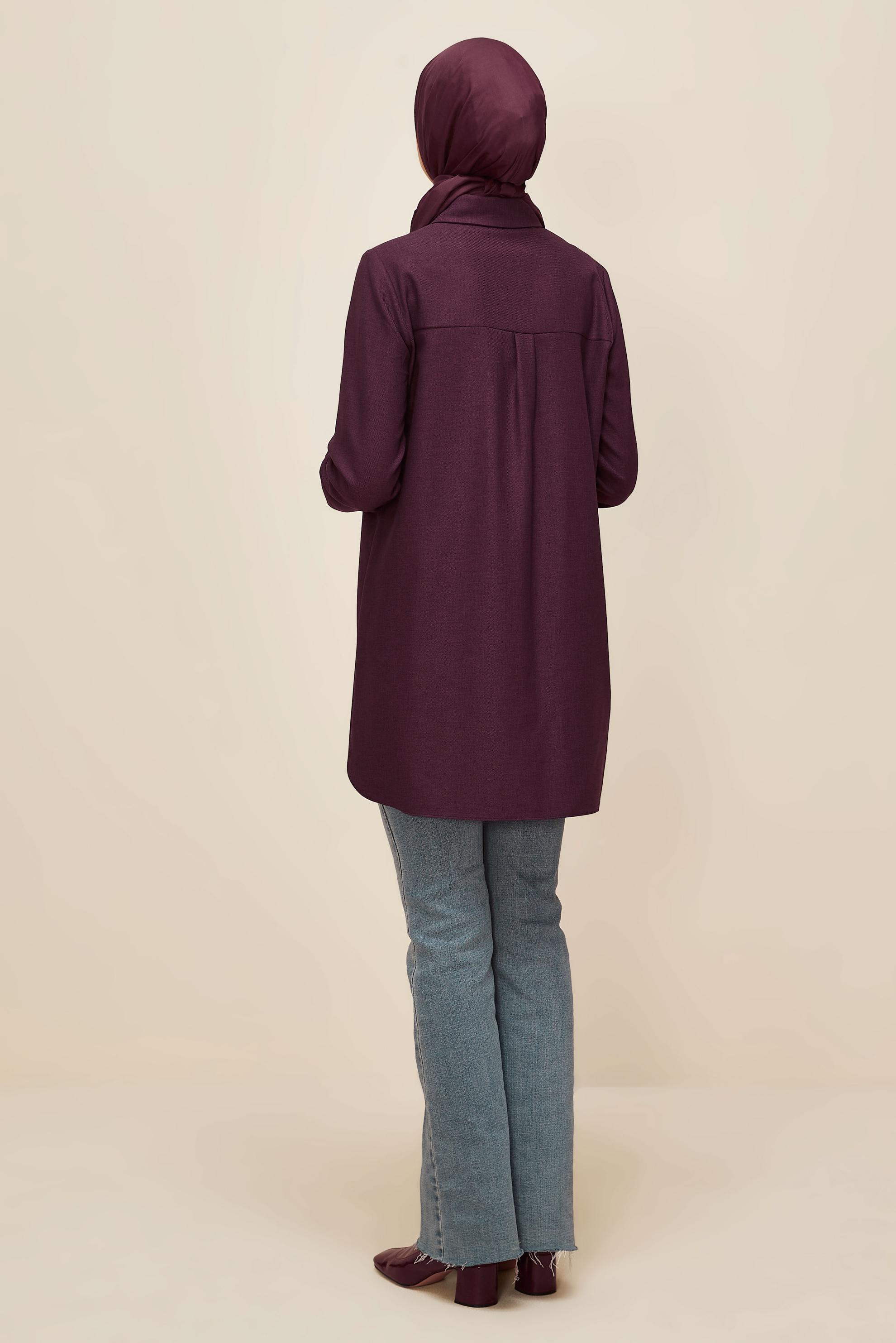 Tesettür giyim MÜRDÜM GÖMLEK YAKA TUNİK 45946