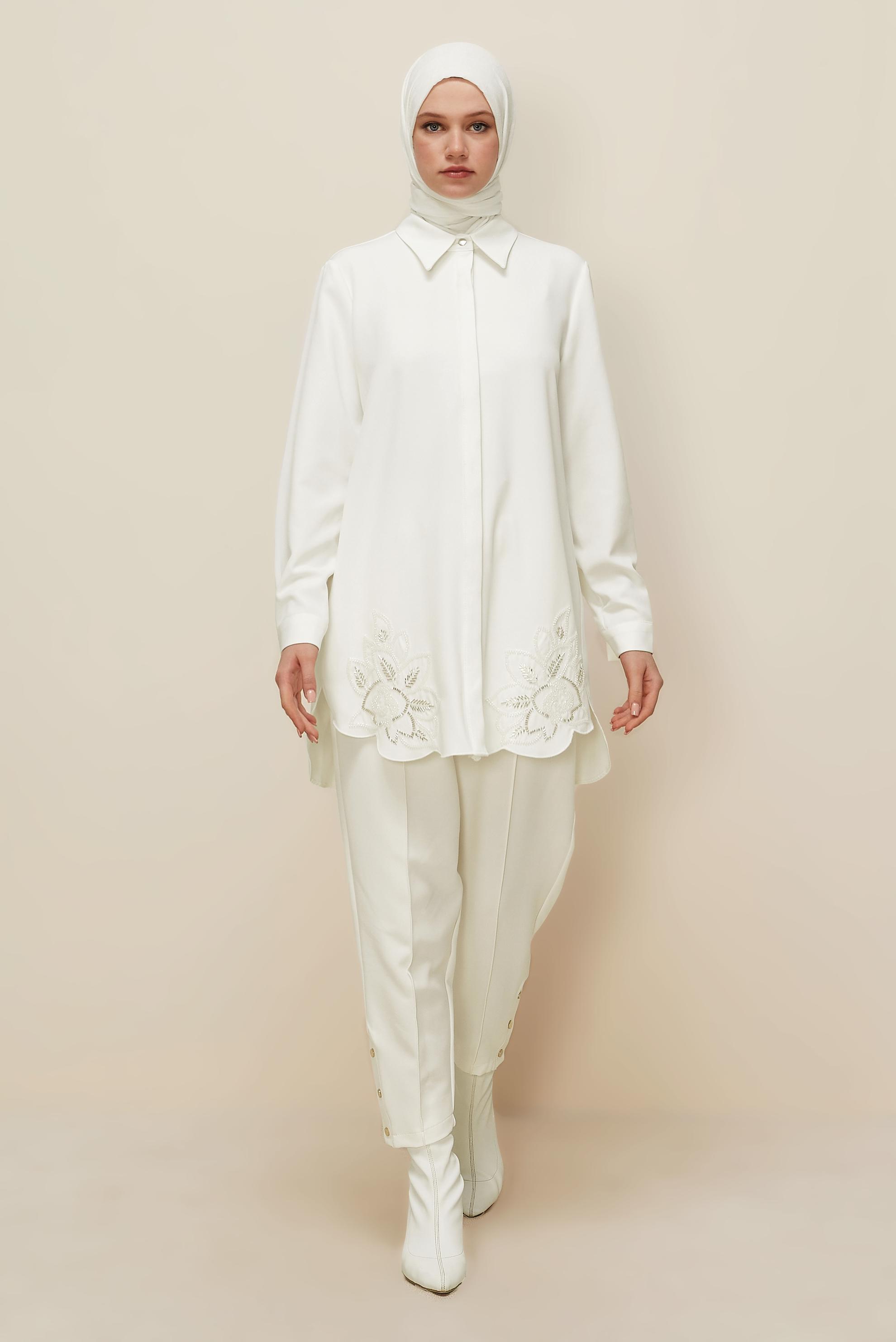 Tesettür giyim BEYAZ 45973 43961 TUNİK 40-48 TEK42