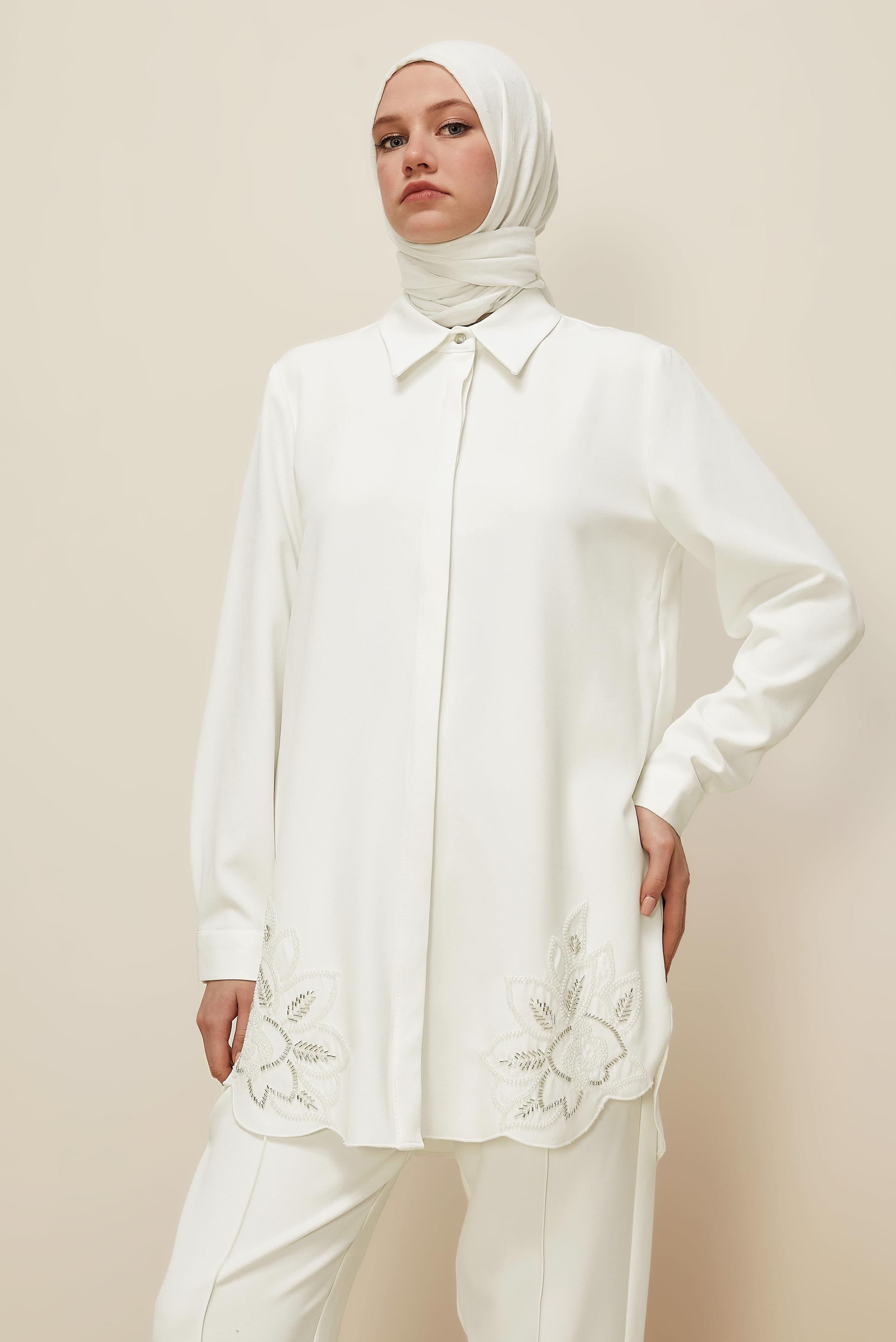 Tesettür giyim BEYAZ 45973 43961 TUNİK 40-48 TEK42