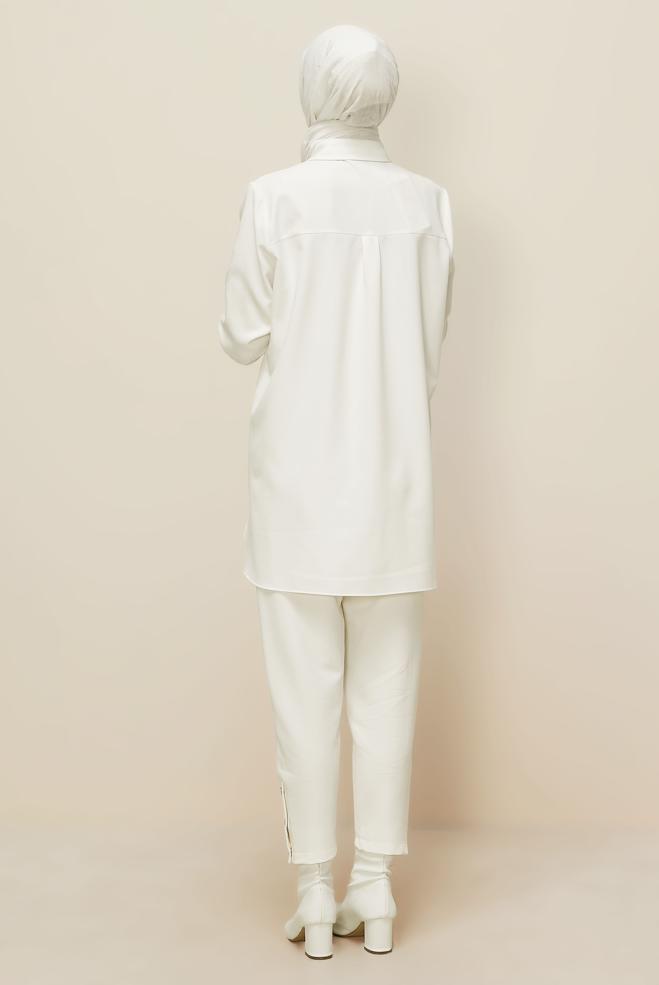 Tesettür giyim BEYAZ 45973 43961 TUNİK 40-48 TEK42 - ALVİNA