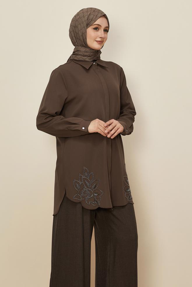 Hijab clothing MINK SHIRT COLLAR TUNIC 45973 - ALVİNA