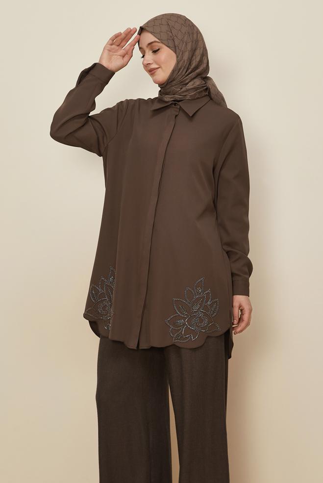 Hijab clothing MINK SHIRT COLLAR TUNIC 45973 - ALVİNA