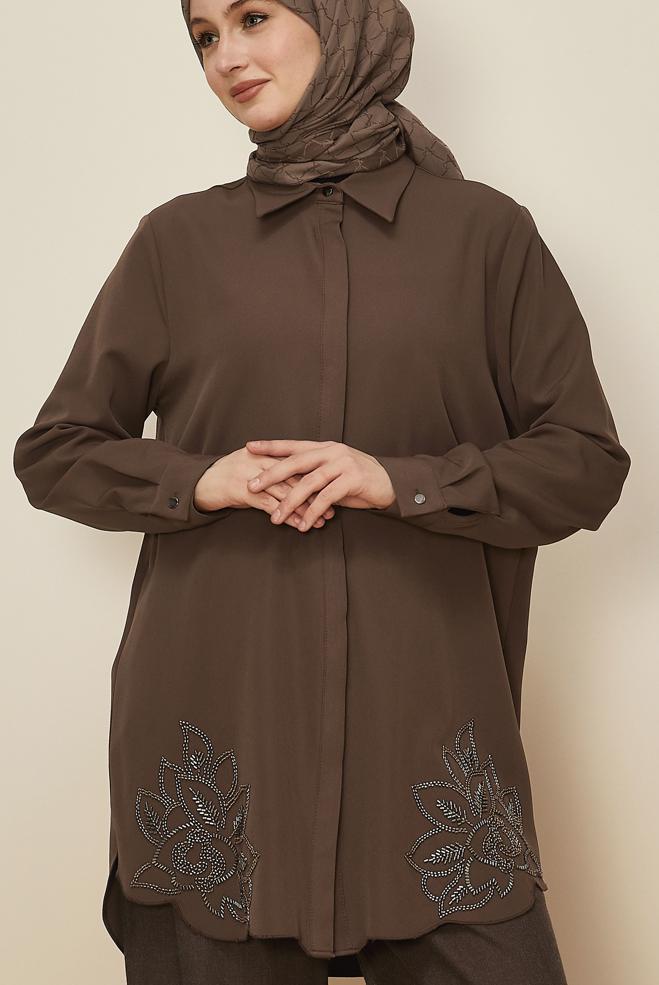 Hijab clothing MINK SHIRT COLLAR TUNIC 45973 - ALVİNA