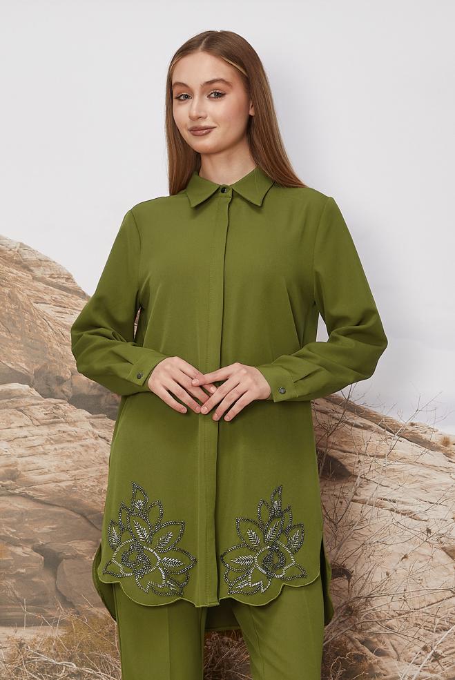 Hijab clothing GREEN 45973 43961 TUNİK 40-48 TEK42 - ALVİNA