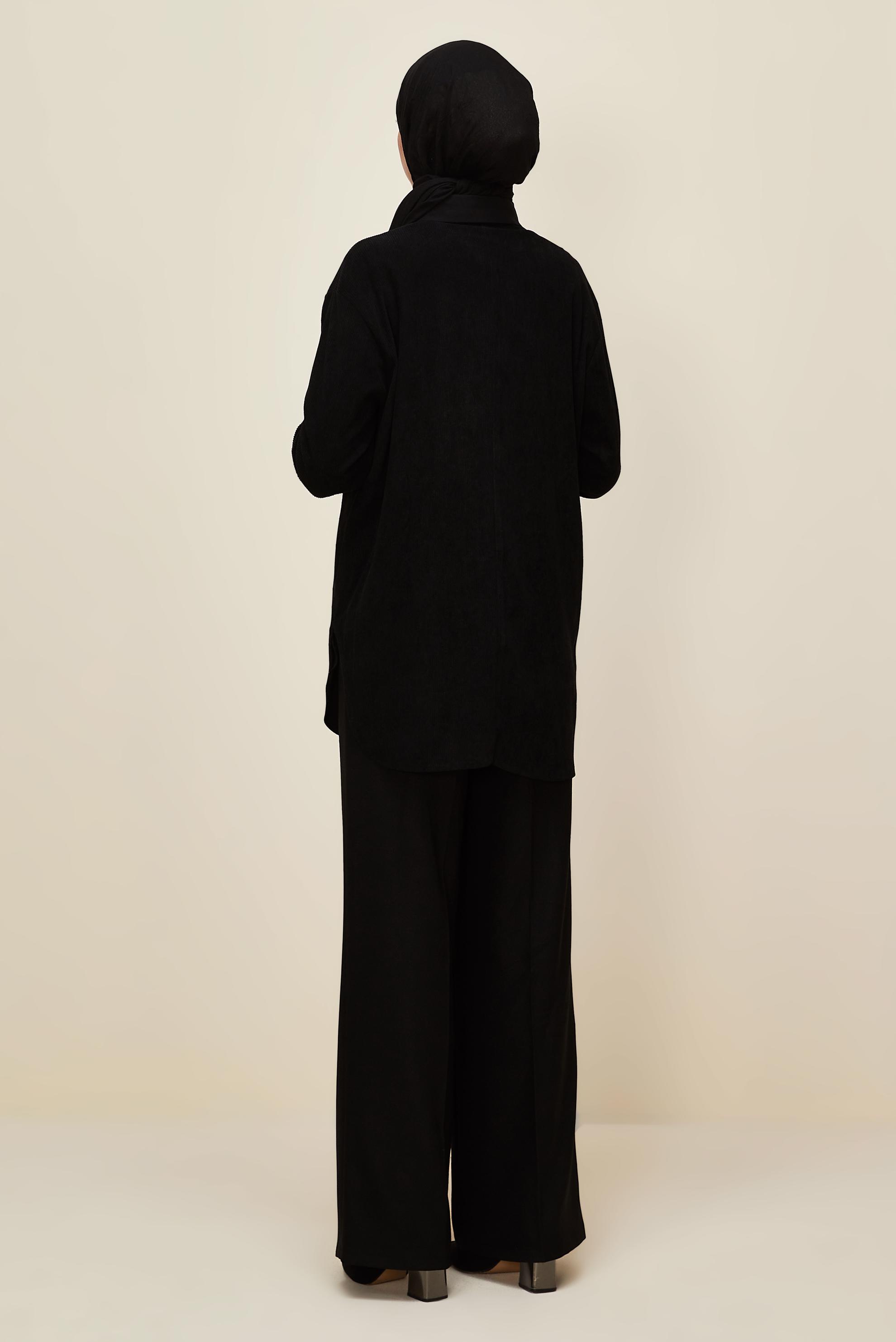 Tesettür giyim SİYAH KADİFE TUNİK 45986