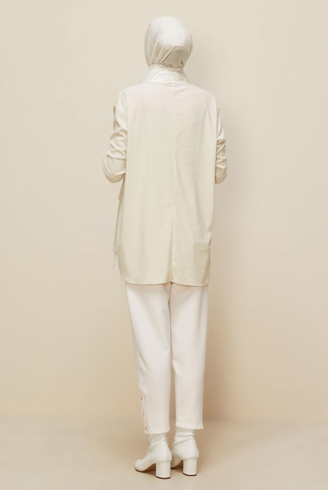 Tesettür giyim BEYAZ 45986 8693 TUNİK 38-44 TEK36 ÇİFT40 - ALVİNA