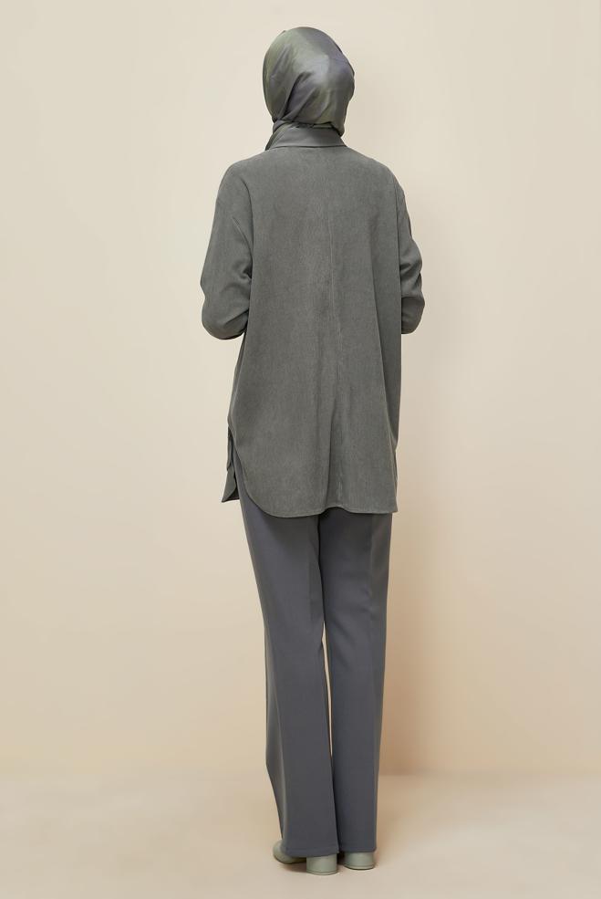 Tesettür giyim GRİ 45986 8693 TUNİK 38-44 TEK36 ÇİFT40 - ALVİNA