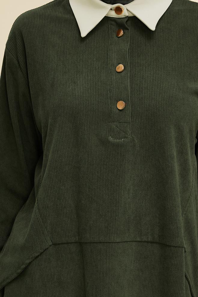 Hijab clothing KHAKI VELVET TUNIC 45986 - ALVİNA