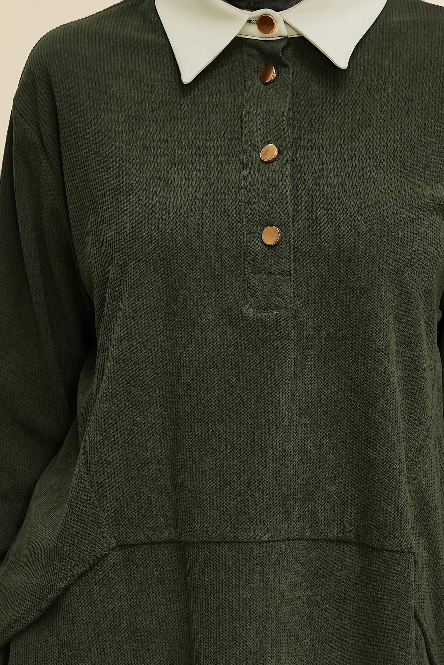 Vêtements hijab KAKI TUNIQUE EN VELOURS 45986