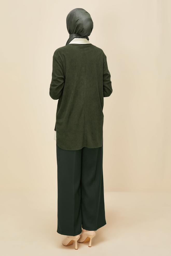 Hijab clothing KHAKI VELVET TUNIC 45986 - ALVİNA