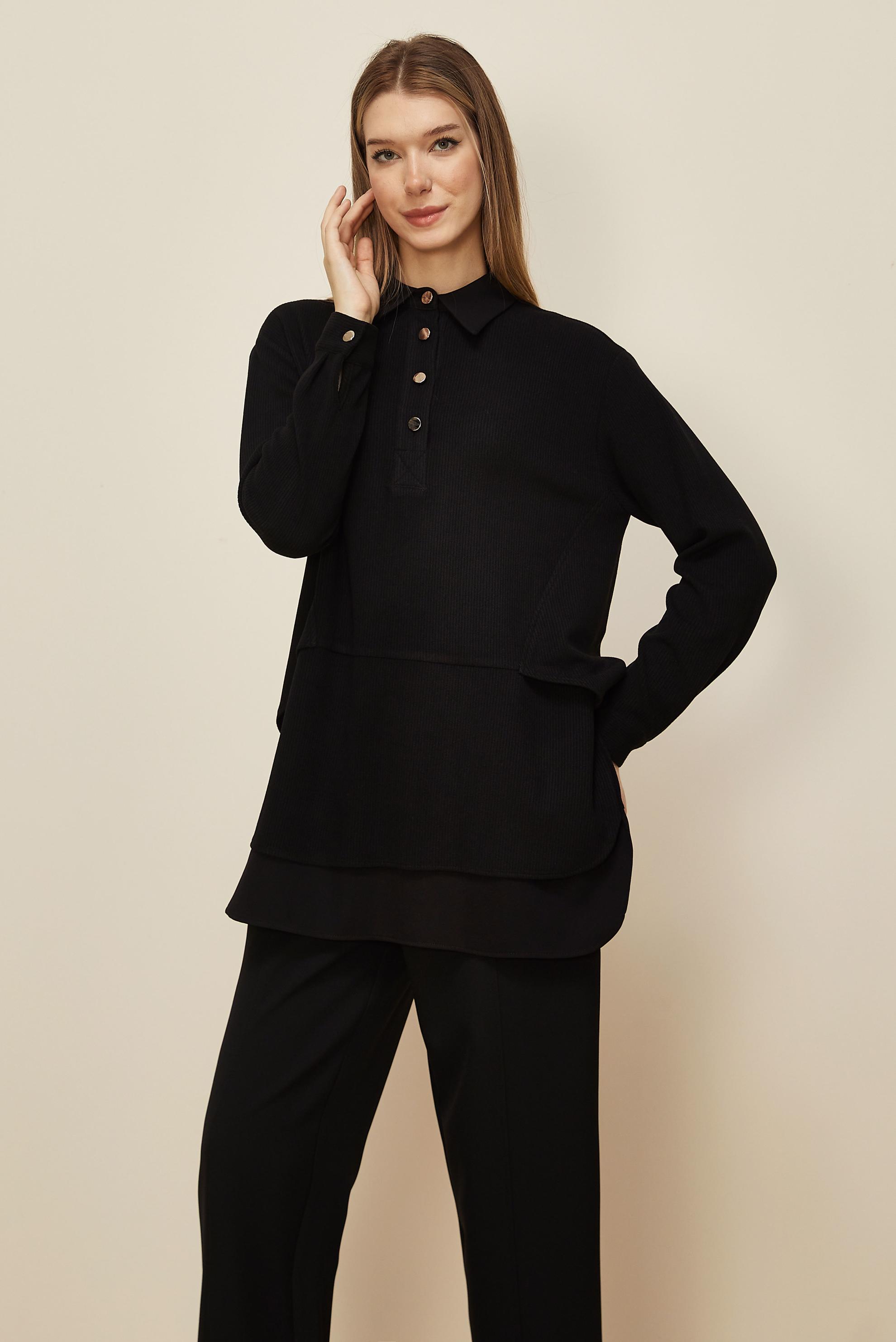 Hijab clothing BLACK SHIRT COLLAR TUNIC 45986-1
