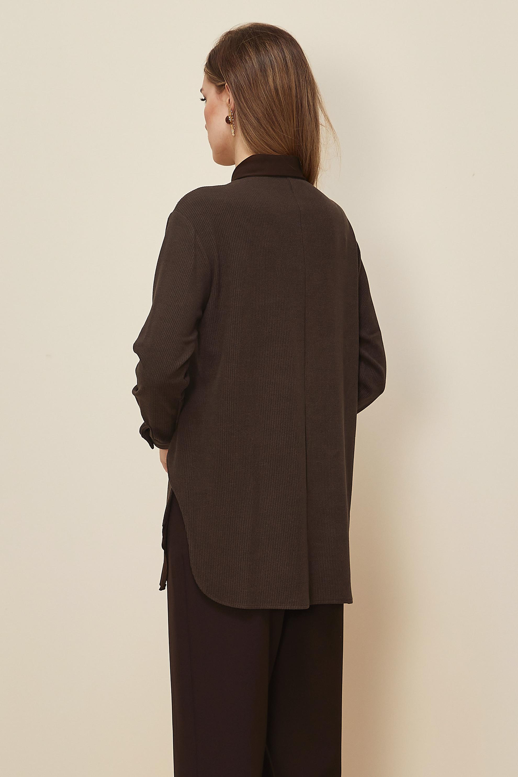 Hijab clothing BROWN SHIRT COLLAR TUNIC 45986-1