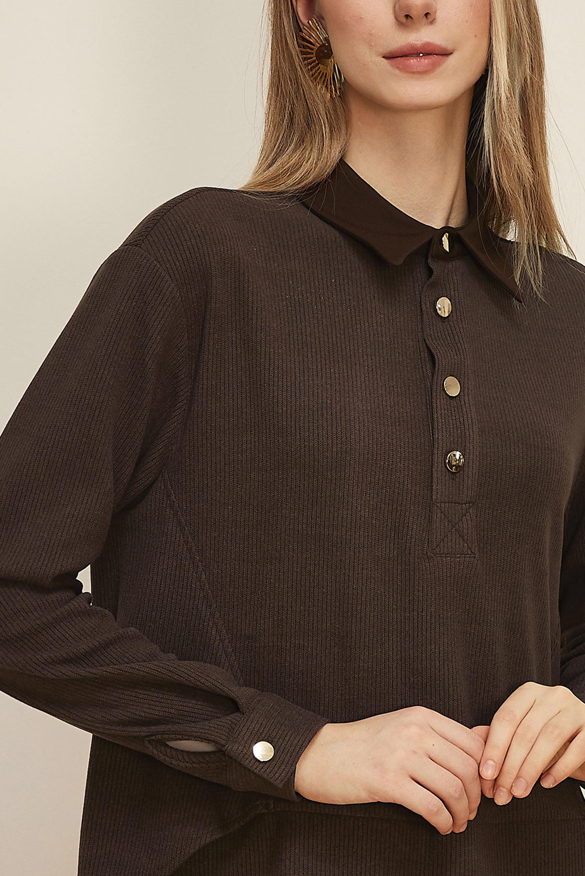 Hijab clothing BROWN SHIRT COLLAR TUNIC 45986-1