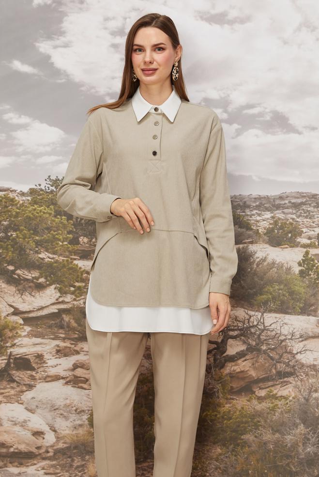 Tesettür giyim BEJ 45986 8693 TUNİK 36-42 - ALVİNA