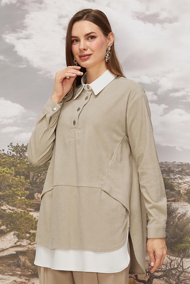 Tesettür giyim BEJ 45986 8693 TUNİK 36-42 - ALVİNA