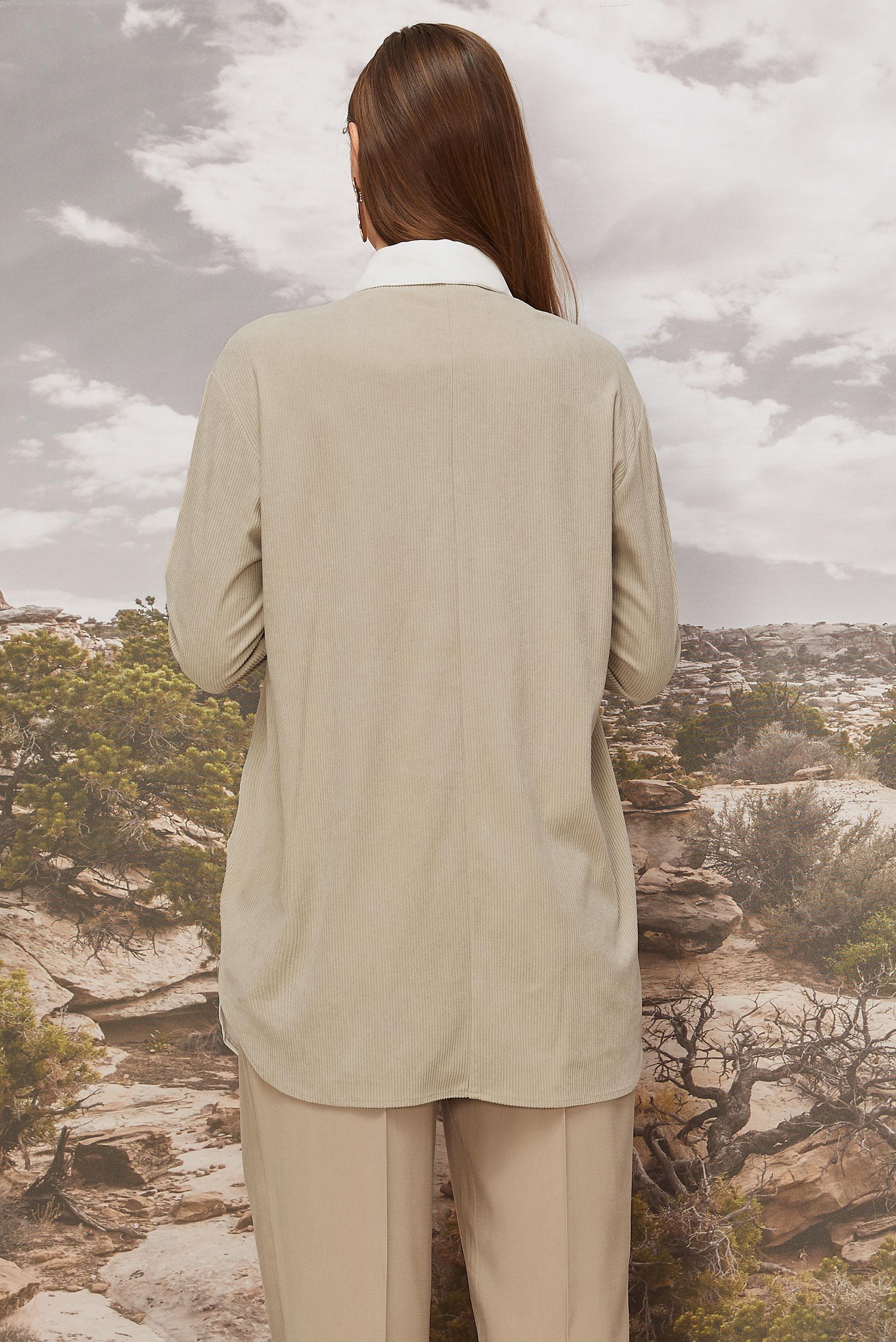 Tesettür giyim BEJ KADİFE TUNİK 45986