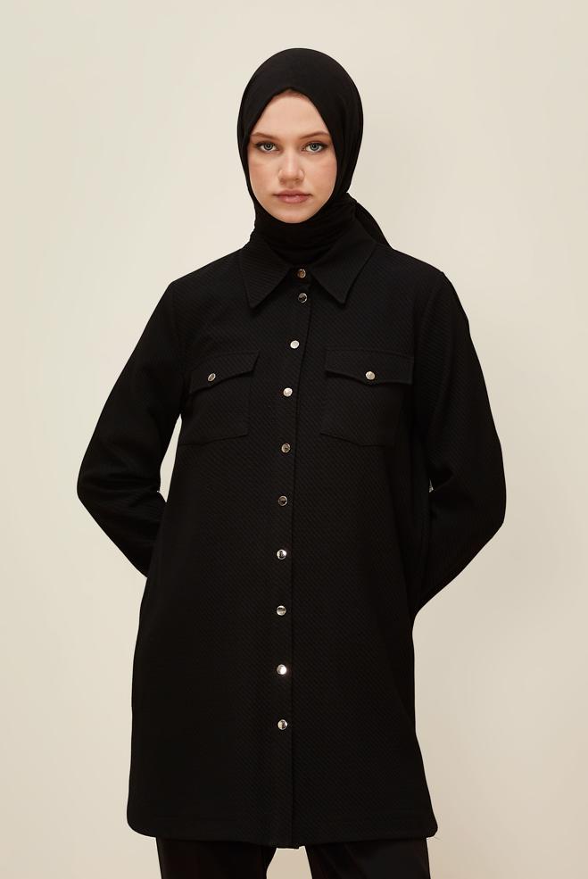 Tesettür giyim SİYAH 45987 17707 TUNİK 38-44 TEK 42 - ALVİNA