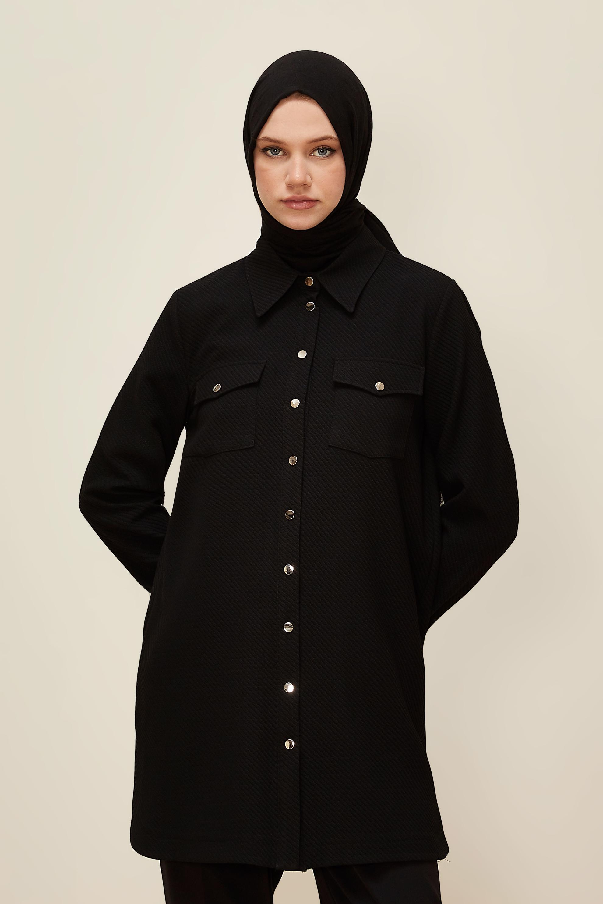 Tesettür giyim SİYAH 45987 17707 TUNİK 38-44 TEK 42