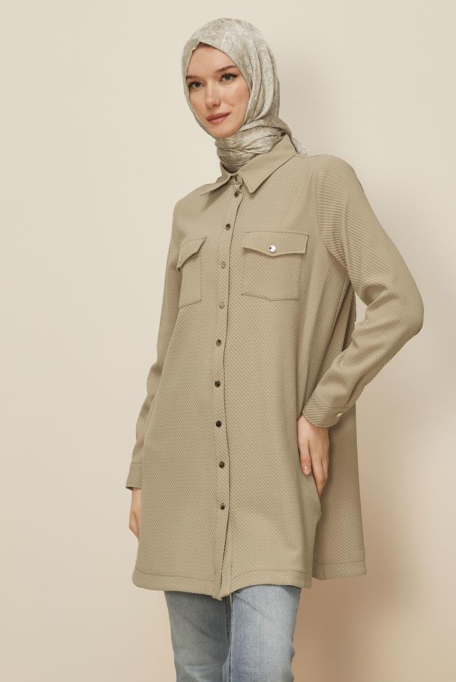 Tesettür giyim BEJ 45987 17707 TUNİK 38-44 - ALVİNA