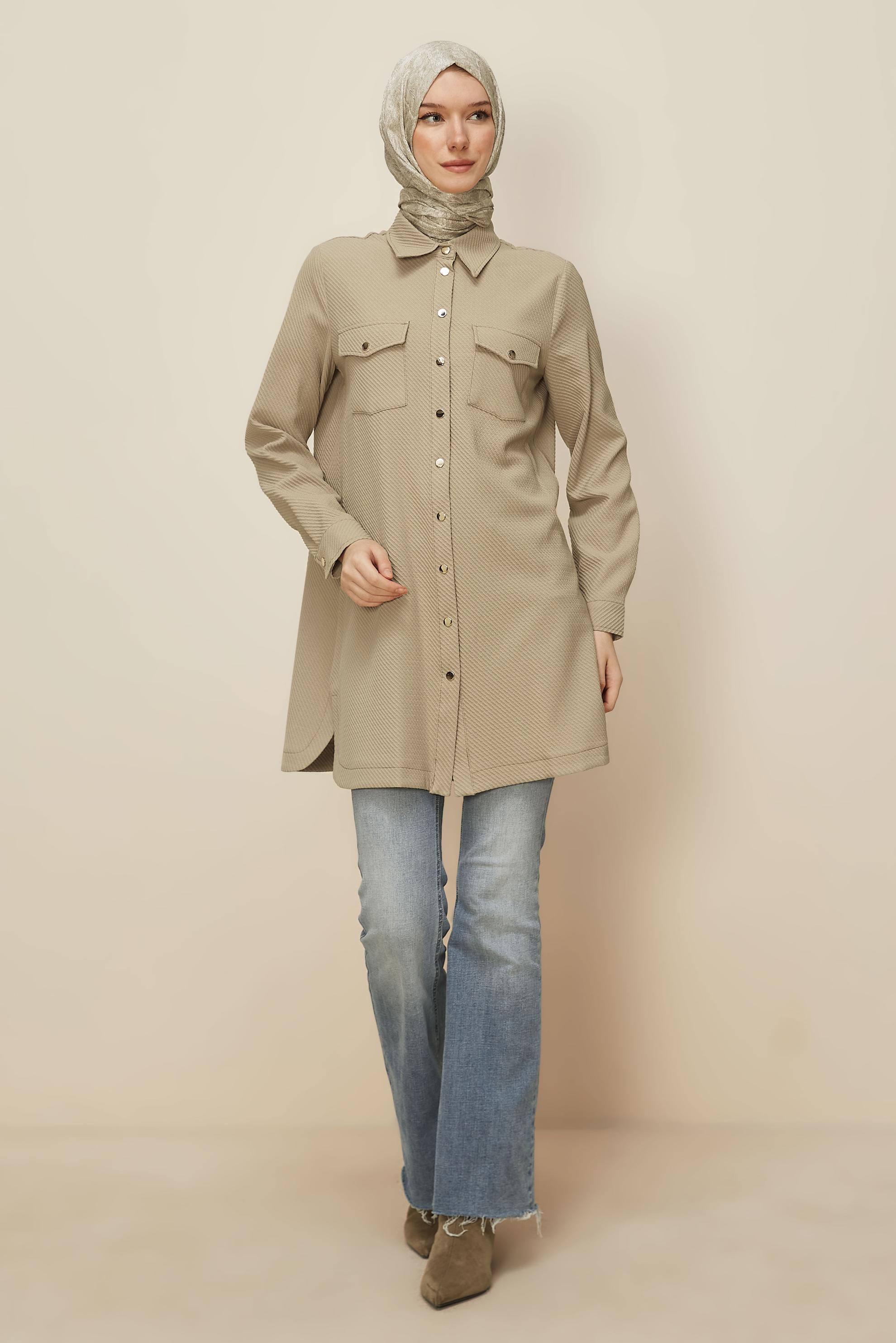 Tesettür giyim BEJ 45987 17707 TUNİK 38-44