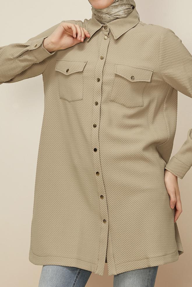 Tesettür giyim BEJ 45987 17707 TUNİK 38-44 - ALVİNA