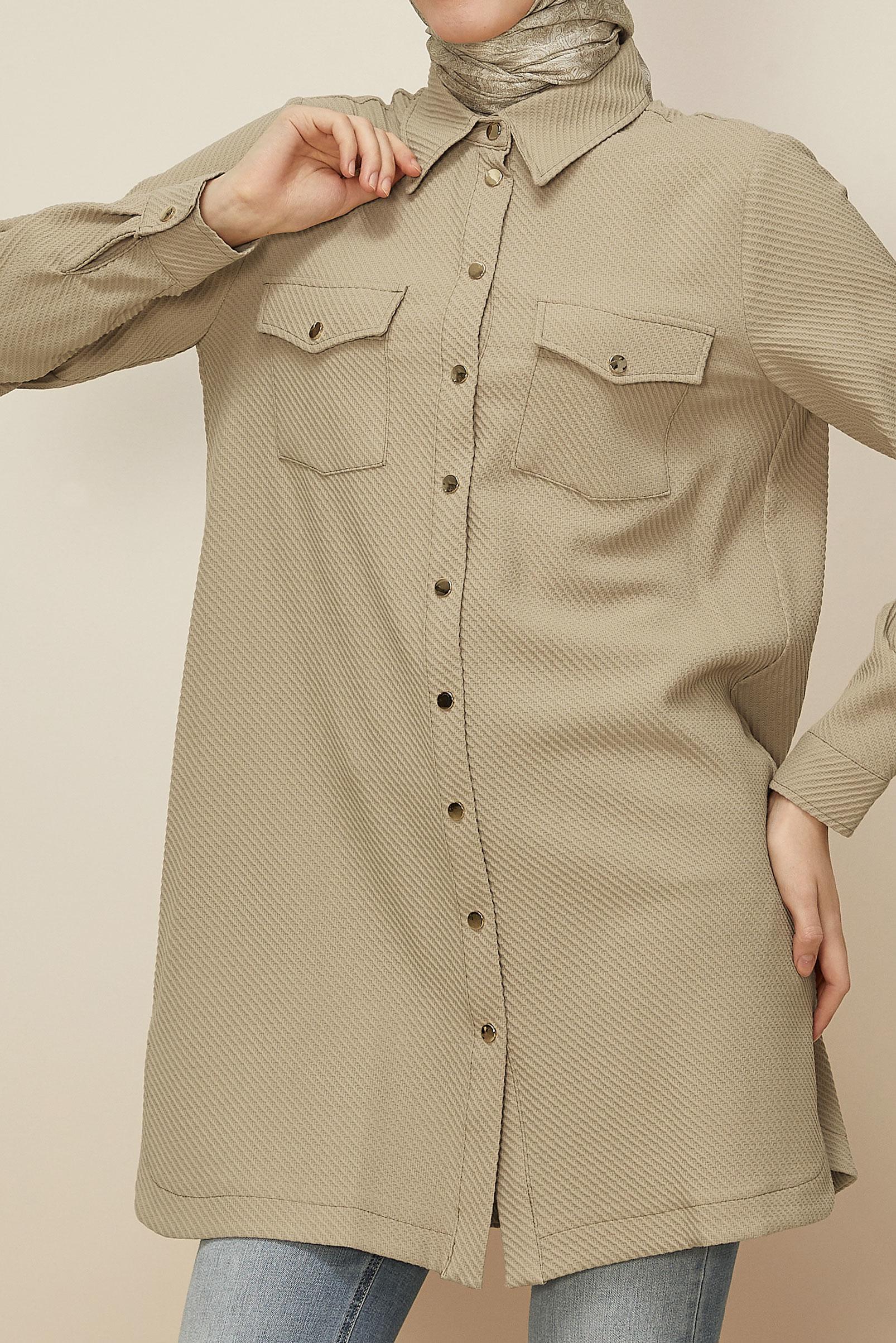 Tesettür giyim BEJ 45987 17707 TUNİK 38-44