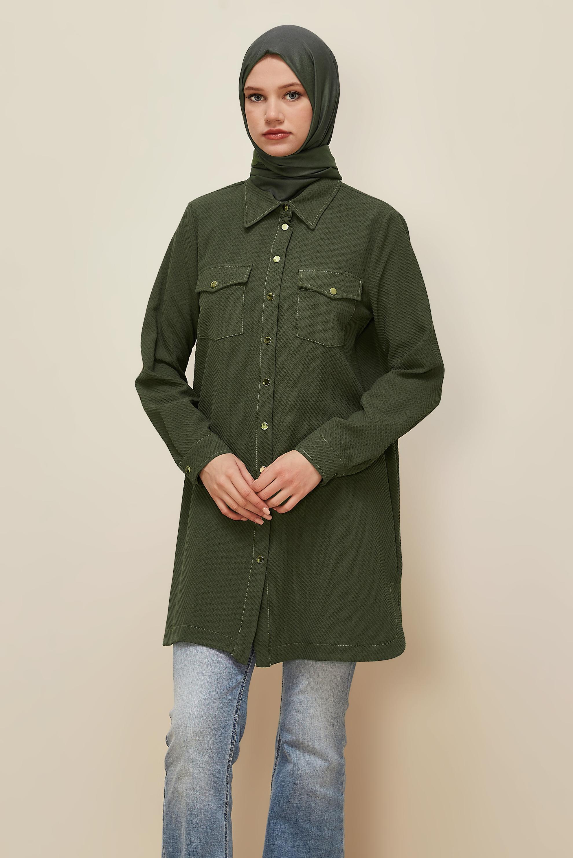 Tesettür giyim HAKİ 45987 17707 TUNİK 38-44 TEK 42