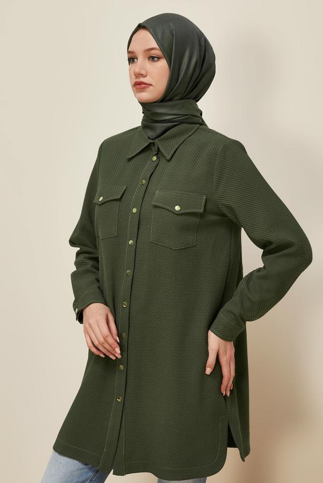 Tesettür giyim HAKİ 45987 17707 TUNİK 38-44 TEK 42 - ALVİNA