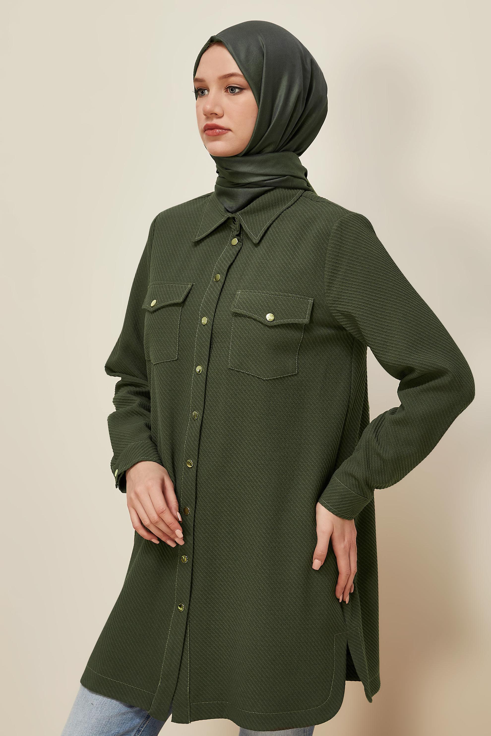 Tesettür giyim HAKİ 45987 17707 TUNİK 38-44 TEK 42