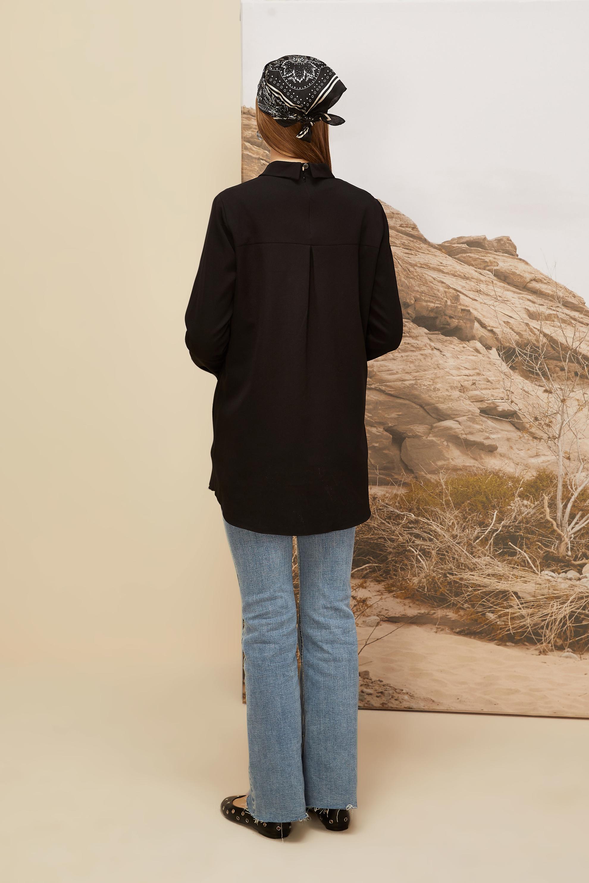 Hijab clothing BLACK SHIRT COLLAR TUNIC 45992