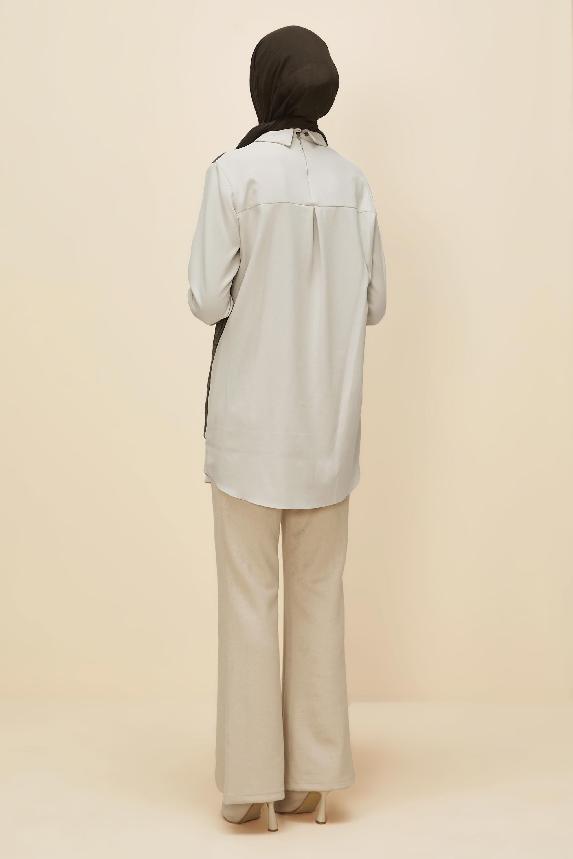 Vêtements hijab BRUN TUNIQUE COL CHEMISE 45992