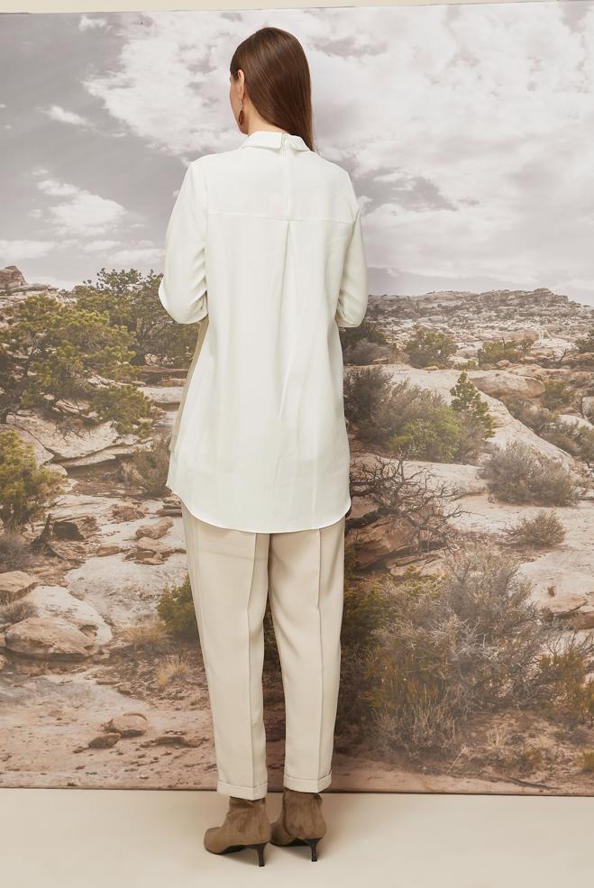 Tesettür giyim EKRU 45992 8701 TUNİK 38-44 TEK40 - ALVİNA