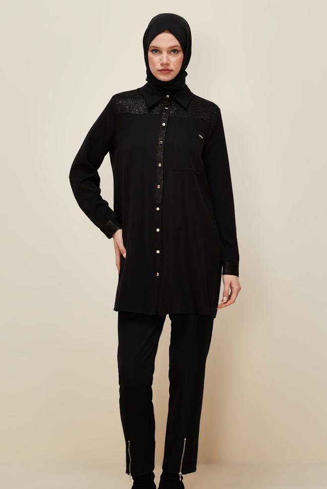 Tesettür giyim SİYAH 45993 43961 TUNİK 40-48 TEK 38 - ALVİNA