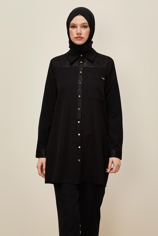 Tesettür giyim SİYAH 45993 43961 TUNİK 40-48 TEK 38 - ALVİNA