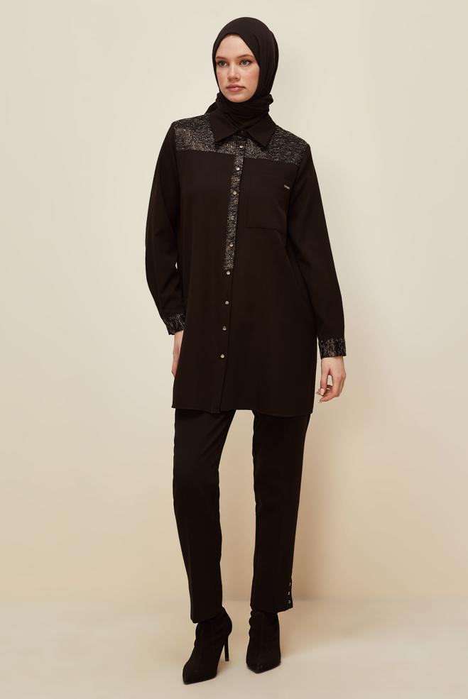 Tesettür giyim KAHVE 45993 43961 TUNİK 40-48 TEK 38 - ALVİNA