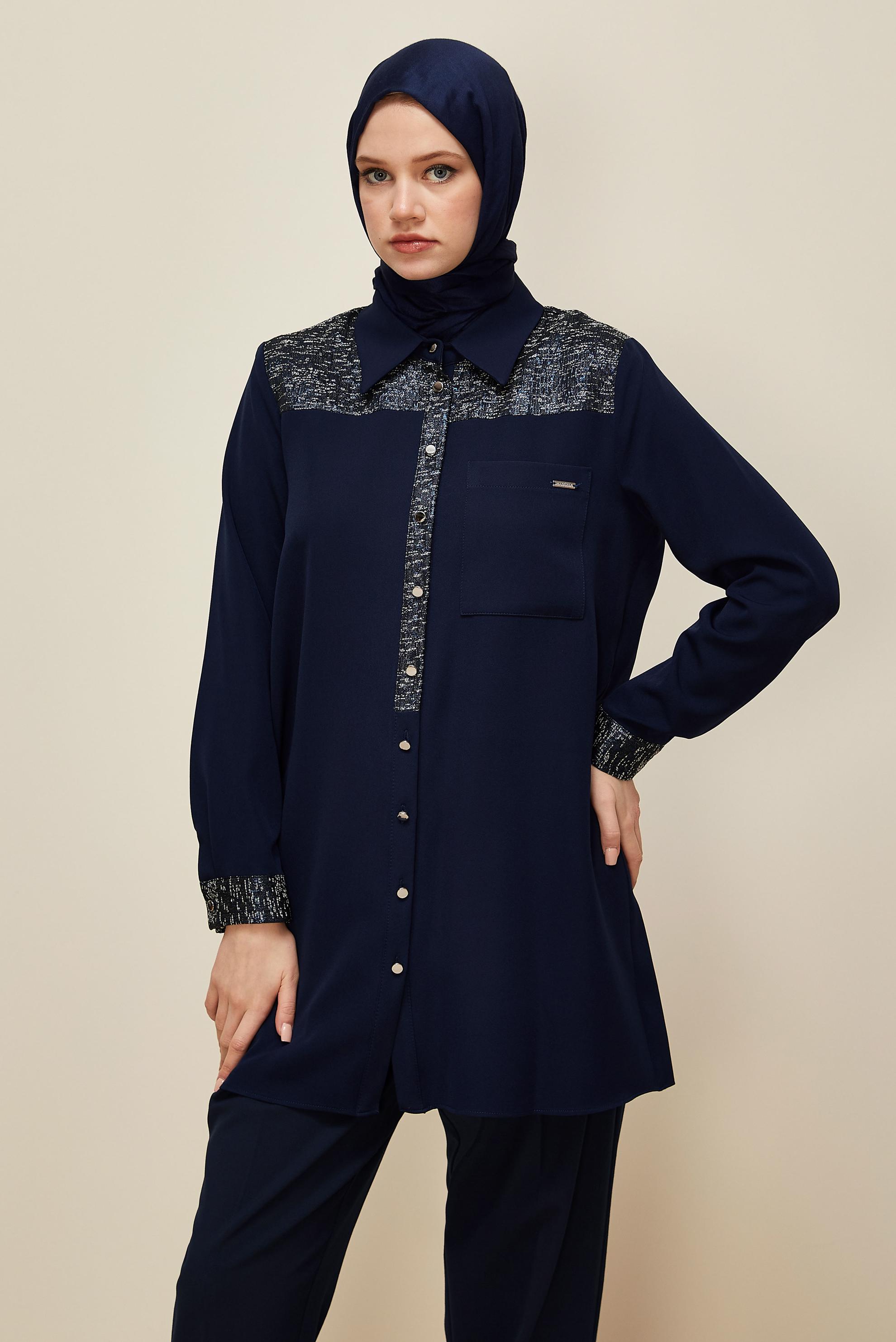 Hijab clothing NAVY BLUE 45993 43961 TUNİK 40-48 TEK 38
